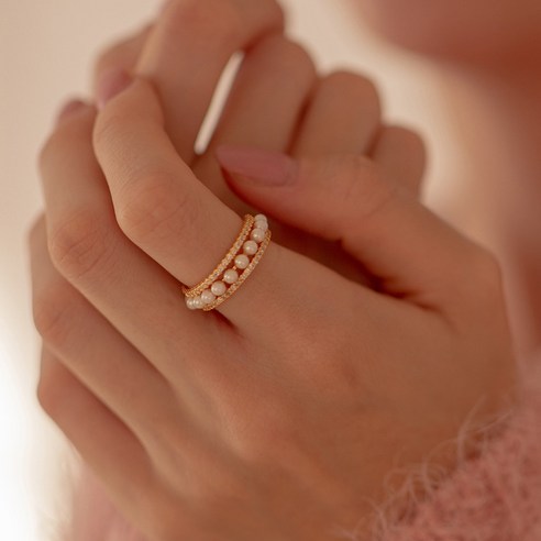 여성용 진주 큐빅 레이어드 세줄 24k 도금 반지의 최저가를 확인해보세요.