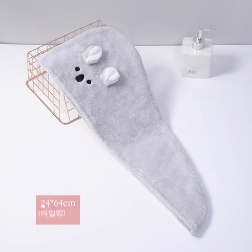 초강력 흡수 드라이 모자 샴푸 머릿수건 속건수건 두꺼운 목욕모자 심플하고 귀여운 캐릭터 모자, 기본값, 몽카 삼각: 회색