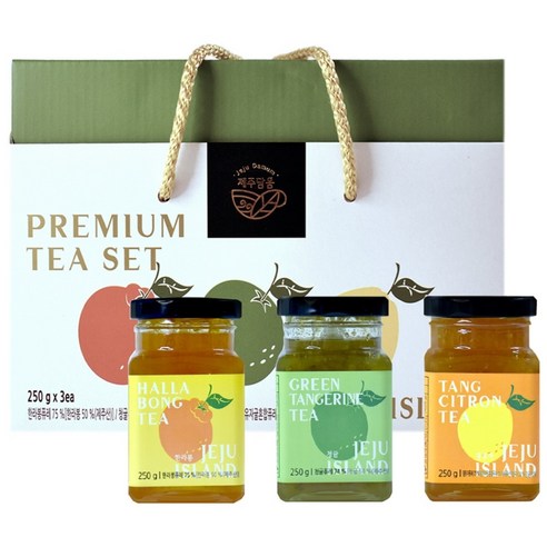 제주담움 프리미엄 차 250g x 3종 세트, 한라봉 + 청귤 + 댕유차, 1세트