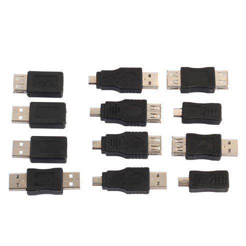 12 in 1 OTG 어댑터 세트 컨버터 마이크로 USB / USB A/미니 5Pin 남성 여성, 블랙, 설명, 플라스틱