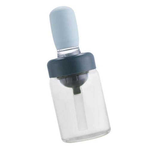 브러시 내열성 그릴 오일 브러쉬가있는 2 in 1 오일 병 소스 튀김 주방 바베큐 요리를위한 180ml 와이드 오프닝, 푸른, 실리콘 유리 pp