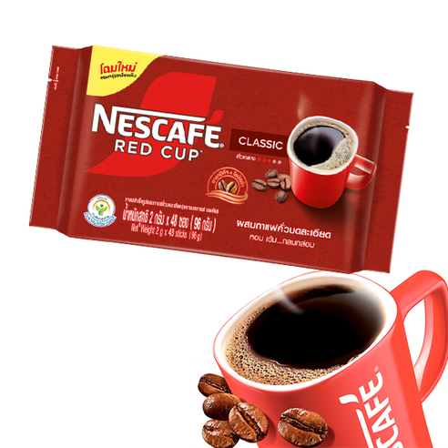 네스카페 레드컵 블랙 인스턴트 커피 2g x48 스틱 사무실 커피 태국커피 동남아커피 nescafe red cup, 5개, 5개