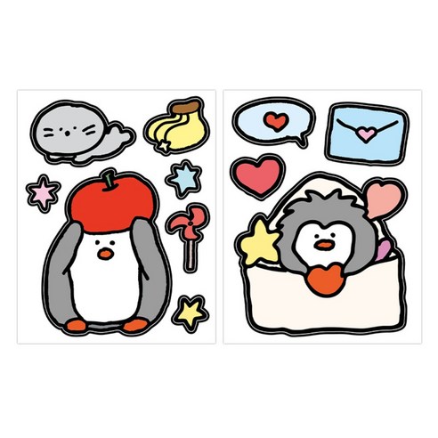 데코스티커 노트북 캐리어 아이패드 꾸미기 귀여운 동물 캐릭터 스티커 다꾸 다이어리, 1개, 데코 여유로운펭귄