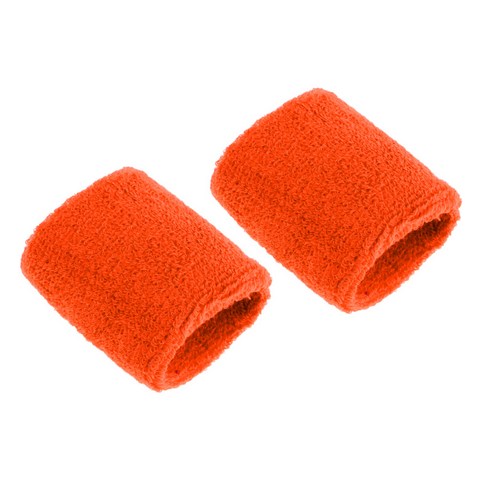 2Pcs 스포츠 농구 배드민턴 테니스 남여 공용 코튼 스웨트 밴드 팔찌, 오렌지, 8x7cm