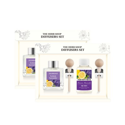 더허브샵 차량용 디퓨져 본품 50ml + 리필 50ml 선물세트, 레몬라벤더, 2세트