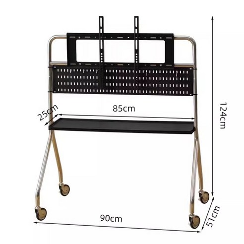 스테인리스 스틸 나무 거치대 TV 플로어 스탠드 – 43-75인치, 우드 슬레이트 디자인, 거실 및 침실용 나무궁거치대