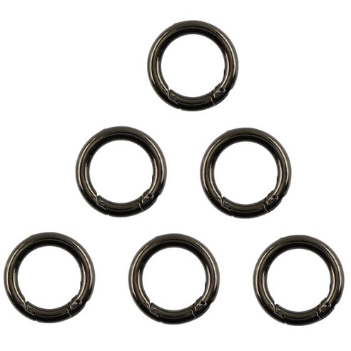 6Pcs 배낭 도금 합금 라운드 봄 스냅 후크 클립 키 체인 반지, 블랙