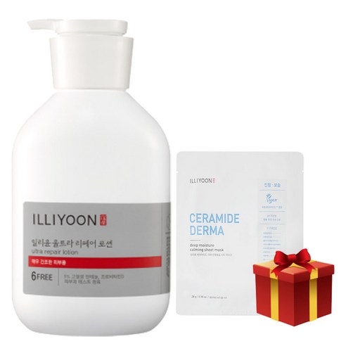 (일리윤 기획세트) 울트라 리페어 로션 350ml + 진정보습시트마스크 증 정_극강보습세트 (+구디즈마스크-대형/화이트 1매증정), 1세트