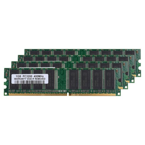 노 브랜드 4GB 키트(1GB 4개) DDR1-400MHz PC 데스크탑 메모리 PC1-3200 184핀 비 ECC DIMM 램 녹색, 711002