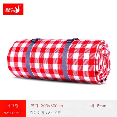 DFMWI.피크닉 매트.Picnic mat.--야외 피크닉 매트 방습 매트 ins 황백 확대 방수 캠핑 텐트 매트, 5Mm빨간색과흰색격자무늬200X300(무료보관함풍선)