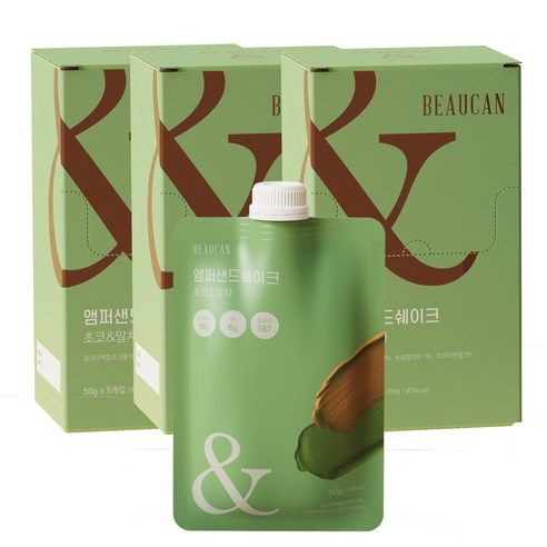 앰퍼샌드 식사대용 단백질 쉐이크 식물성 분리 유청 보충제 파우치 초코&말차, 50g, 15개