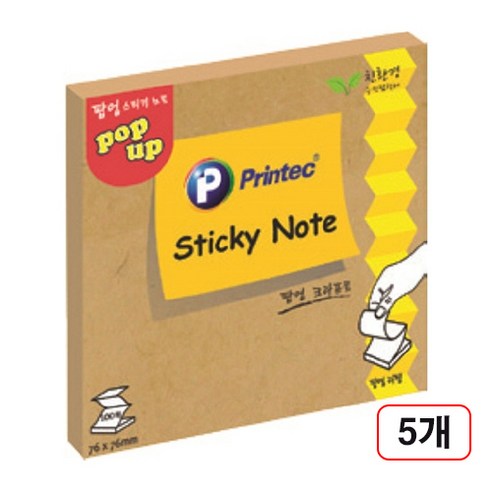 프린텍)팝업리필(76*76), 5개, 크라프트(P7676K)