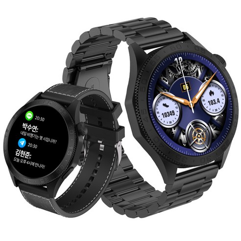 아웃도어 스마트워치 ST20 통화가능 AOD 운동시계 GPS 1.43인치, GPS + 블루투스, 3.6cm, 블랙