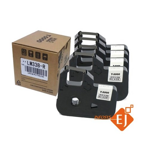 [M&S]T-5000용/리본카세트/먹지/검정/LM-33BR/LM-33B/1BOX (80M X5개) - 라벨카트리지/테이프 | 쿠팡