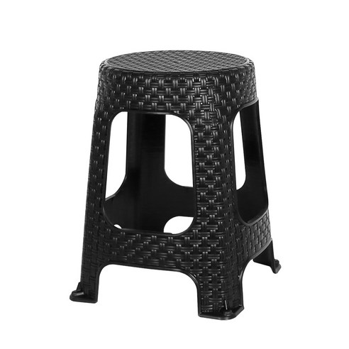 지오리빙 원형 플라스틱 라탄 의자, 블랙