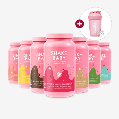 [쉐이크베이비]오리지널 다이어트 단백질 쉐이크 750g, 스윗콘플레이크맛 + 핑크보틀 600ml, 2개