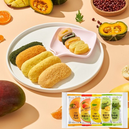 제주 꿈파네 찰바(찰떡) 시그니처 세트(감귤/애플망고/밤호박/바나나/한라쑥), 10개, 50g