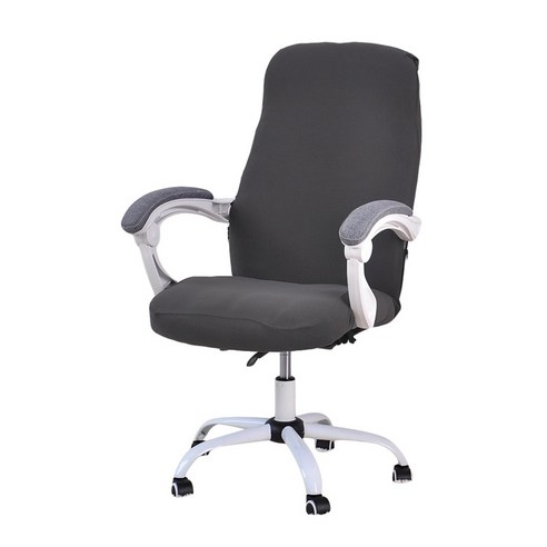 확대 사장 의자 회전 의자 팔걸이 의자 등받이 커버 사무실 컴퓨터 의자 커버 만능 연체 의자 커버 탄력, 짙은 회색
