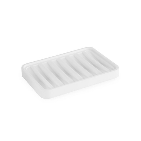 Spectrum Diversified Designs 스트라이프 싱크 수세미 앤 비누 보관용기, White, 1개