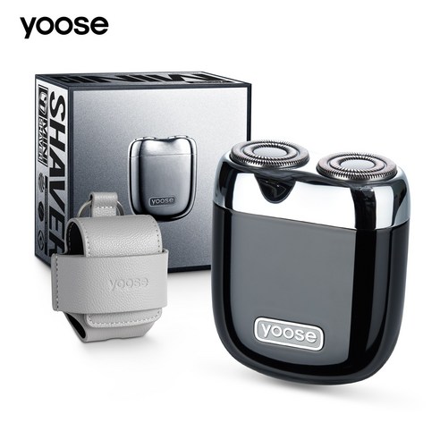 yoose 미니 전기 면도기 휴대용 면도기 완전 방수 USB-C 충전식 휴대용 파우치 포함, Yoose Mini Shaver, 블랙