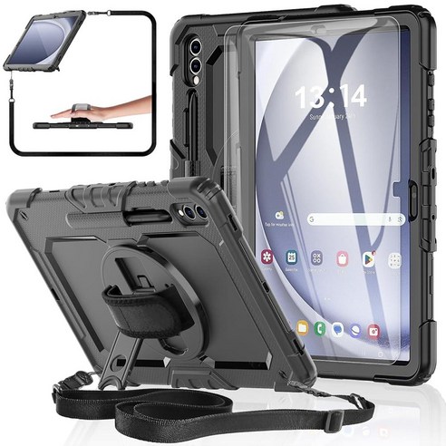 MMK 삼성 갤럭시 탭 S10+/ S9+/ S9 FE+ 12.4인치 케이스 키보드 포함 삼성 갤럭시 탭 S10 플러스 케이스/S9 플러스/S9 FE 플러스 5G 2024 202, 블랙, 1개