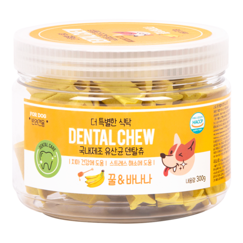 푸디 더특별한식탁 유산균 덴탈츄 강아지 간식 껌, 1개, 300g, 면역케어에 좋은 꿀&바나나