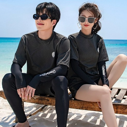 DAMITA남성 여성 루즈핏 커플래쉬가드 긴팔 비치웨어 빅사이즈 수영복 남성3종 여성5종세트