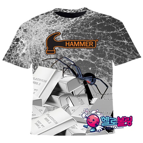 햄머 H-19 스파이더 전사 라운드 티셔츠 볼링 티셔츠 [블랙]