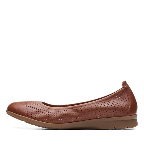 Clarks 여성용 Jenette Ease 플랫 블랙 가죽