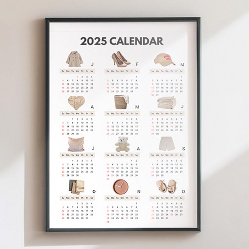 하이파이 2025 달력 캘린더 A4 포스터 액자 세트 /데스크/현관/대형, 3.블루, 검정