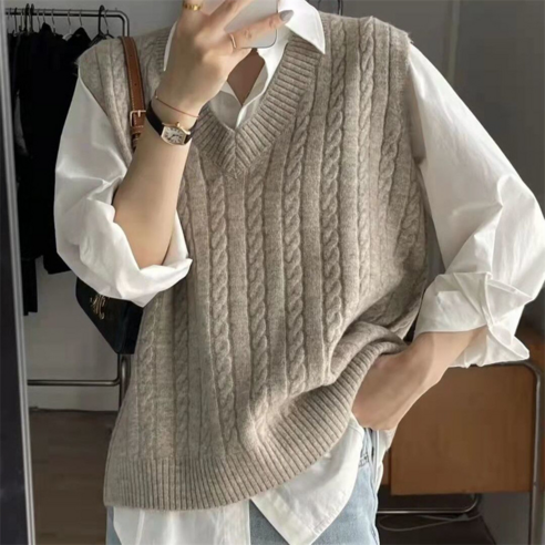 루즈핏 여성 니트조끼 스웨터