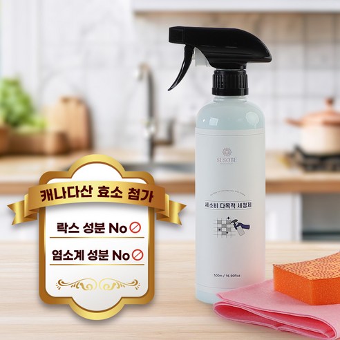 세소비 캐나다산 효소첨가 초강력 다목적클리너 욕실청소용 주방청소용, 4개, 500ml