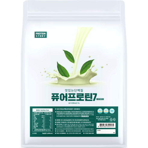 프로틴스토리 포대유청 맛있는 단백질 퓨어프로틴7 3kg 그린티쉐이크, 1개