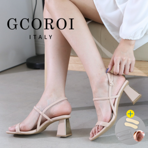 발이 전혀 안아픈 구두 GCOROI 캔버드 6cm 슬링백 펌프스 구두 꼬로이