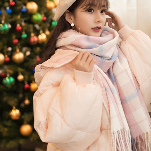 바이하은 멀티 체크 롱 머플러 목도리