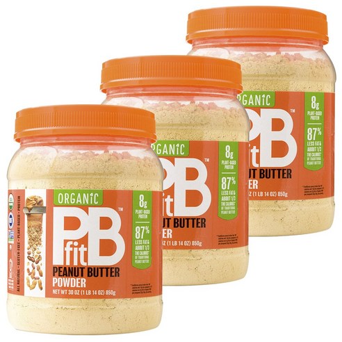 피비핏 피넛 버터 파우더 글루텐 프리 프로틴 올 내추럴, 3개, 850g