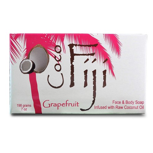 Organic Fiji 오가닉 페이스 앤드 바디 코코넛 오일 솝 198g, Pink Grapefruit