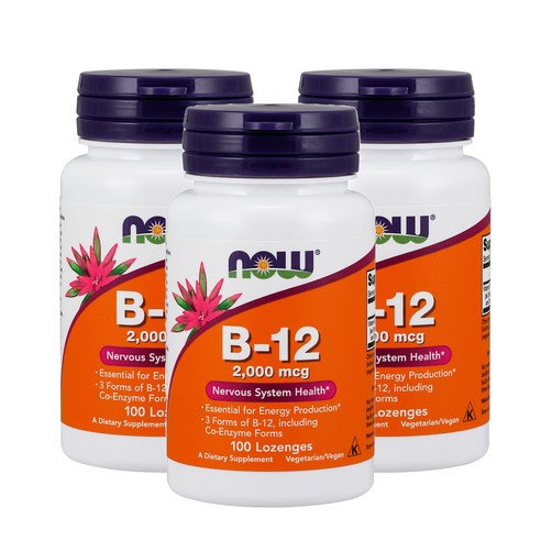나우푸드 비타민 B-12 2000mcg 로젠지, 100정, 3개