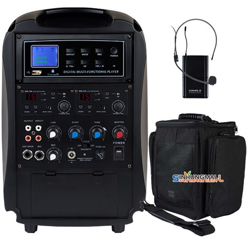 카날스 AT-115BN 충전식블루투스이동형앰프 6.5인치 150W 900MHz 무선Mic1[핸드/헤드셋 선택], AT-115BN_헤드셋MIC