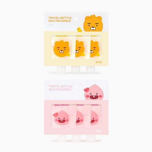 카카오프렌즈 여행용 튜브 세트 30ml 3P 화장품 공병 소분 용기, 리틀어피치, 3세트