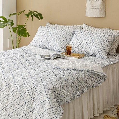 올리버하우스 쥬크 체크 시어서커 여름이불 베개세트 SS/Q/K 킹 퀸 슈퍼싱글