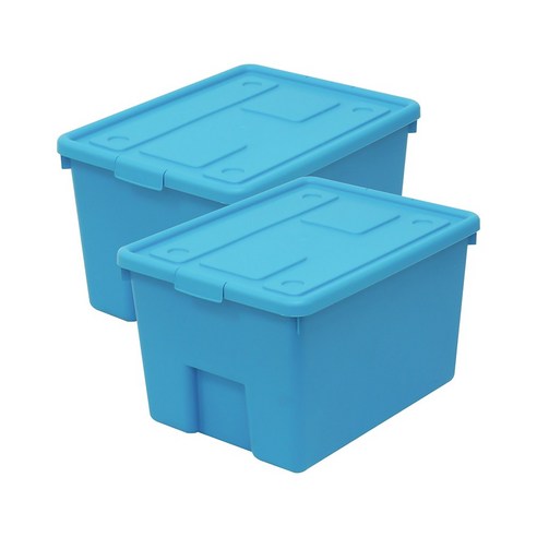 [리빙앤트리] 장난감 정리함 파스텔 리빙박스 수납함 52L 2개, 블루+블루, 1세트