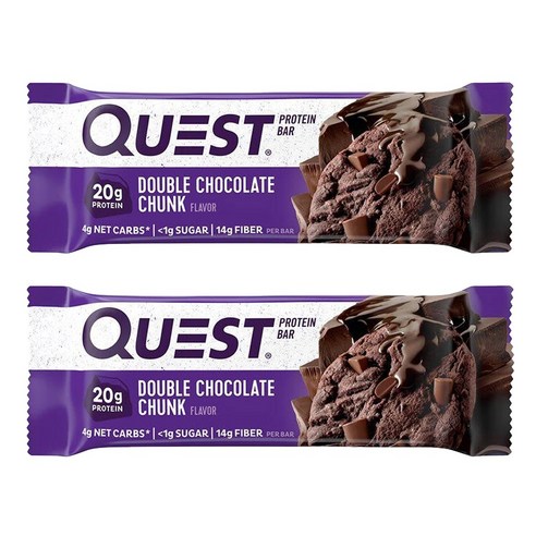 퀘스트뉴트리션 프로틴 바 더블 초콜릿 청크 단백질 20g 저당, 2개