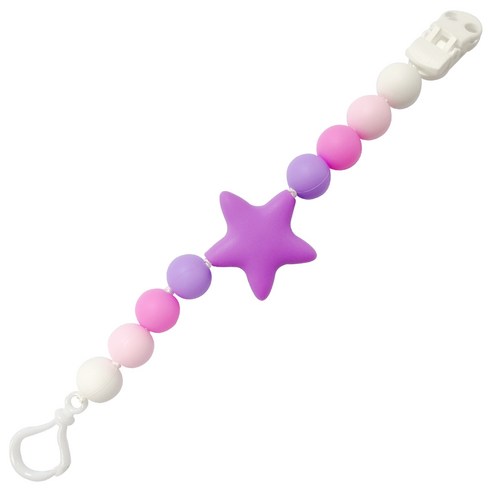 아가프라 실리콘 노리개홀더/아기 쪽쪽이클립 신생아 치발기 분실방지, 스타퍼플, 1개
