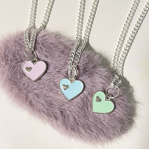 선물하기 좋은 미니하트 에폭시펜던트 미아방지목걸이 우리아이첫목걸이 은925 색상선택 가능, 그린, 45cm, 각인안할래요, 1개
