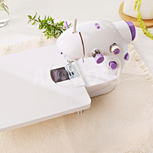 [TV홈쇼핑정품 애드크로스]미싱맘 꼬매지오 재봉틀 2단 속도 조절 바짓단 줄이기 옆단 수선 와펜 붙이기, 화이트