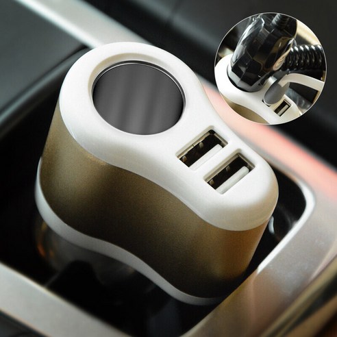 차량용 충전기 1대 3 자동차 점연기 듀얼 USB 급속 충전 인터페이스 일반 스마트폰 충전, 플래티넘 + 포장