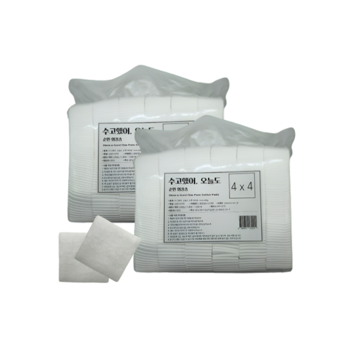수고했어 오늘도 순면 화장솜 4x4 450g 2개 국내생산 대용량화장솜 순면 닥토/클렌징 절단솜 전문가용 에스테틱, 1800개입