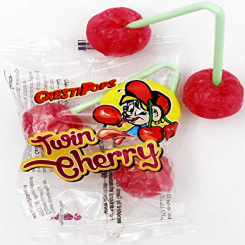 Vintage Red Cherry Twin Lollipops – Cherry Flavored Hard Candy – Pack of 24, 1개 캔디글레이즈면세점