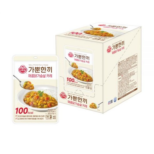 [2세트 이상 20% 할인] 오뚜기 가뿐한끼 매콤닭가슴살 카레 130g 10개 외 1종, 가뿐한끼 닭가슴살 짜장 130g 10개